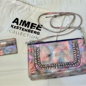 Aimee Kestenberg Iridescent Pink and Silver Crossbody Bag